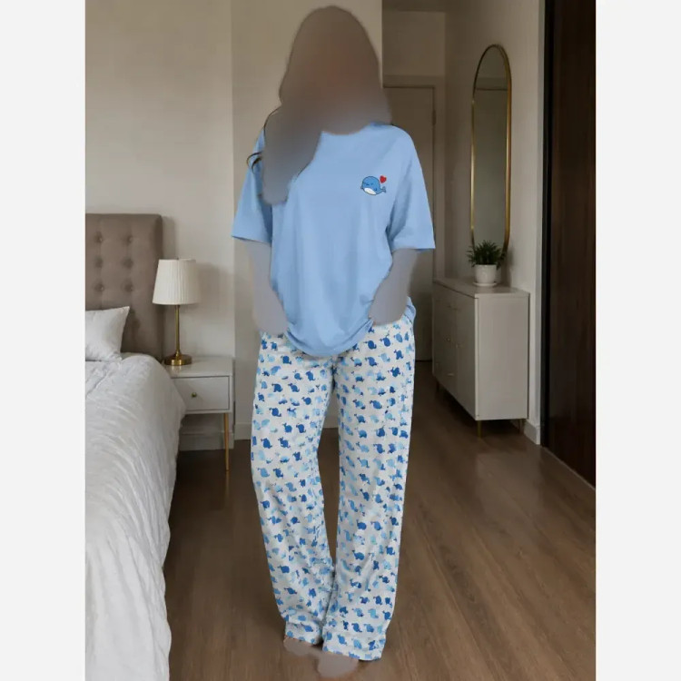 ست تیشرت باکسی و شلوار بگ بوگاتی نخ پنبه فری سایز