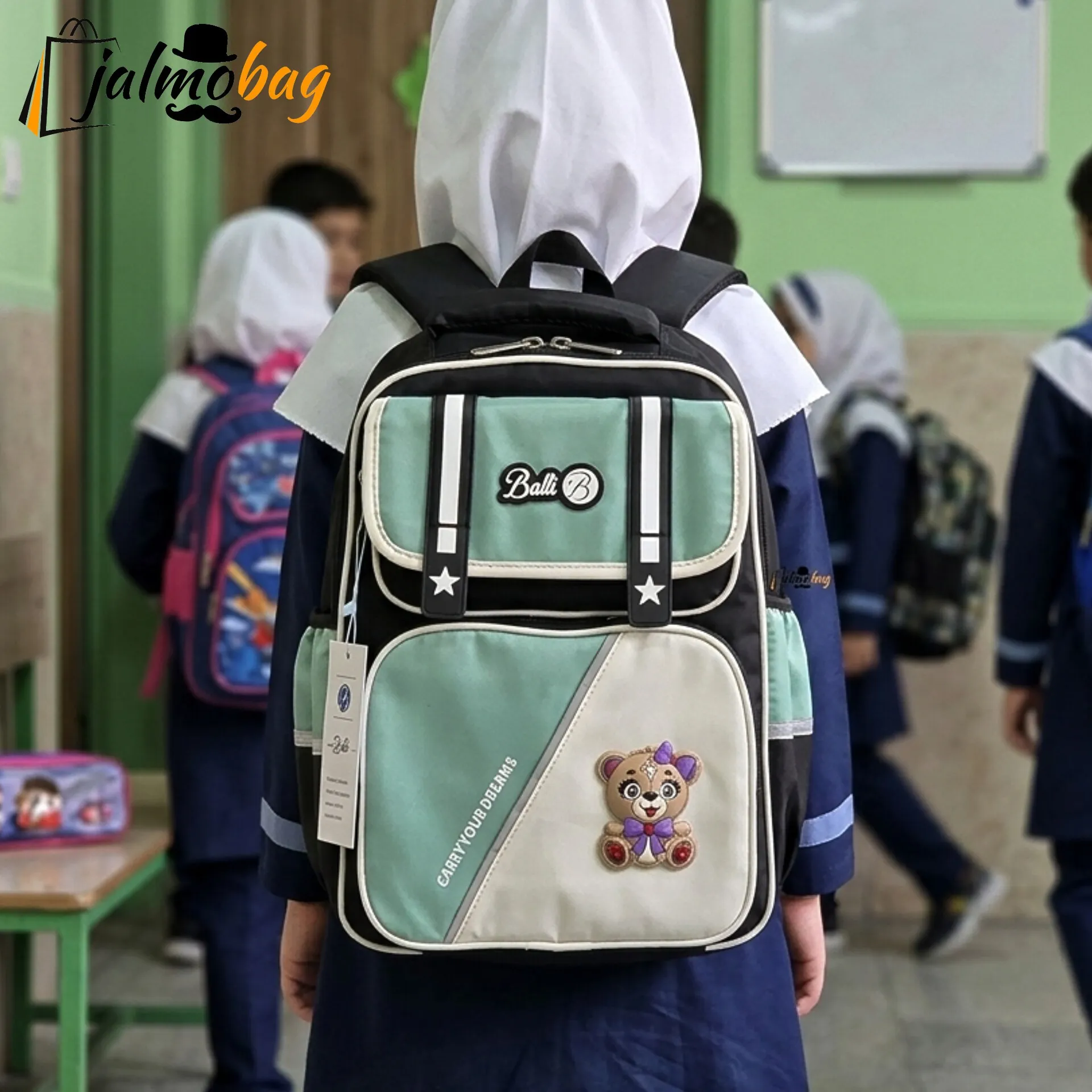 کوله پشتی مدرسه دخترانه طرح تدی برند پرزیدنت وارداتی مناسب پیش دبستانی و دبستان