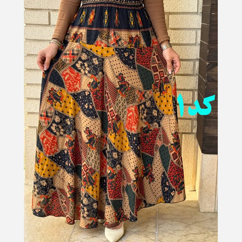 دامن نخی بیگ سایز طرح اندونزی قد 100 سانتیمتر