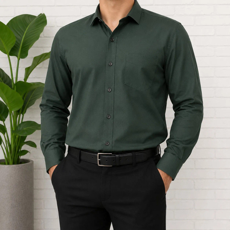 پیراهن آستین بلند مردانه پارچه کجراه و سوزنی نخی سایز L تا 2XL