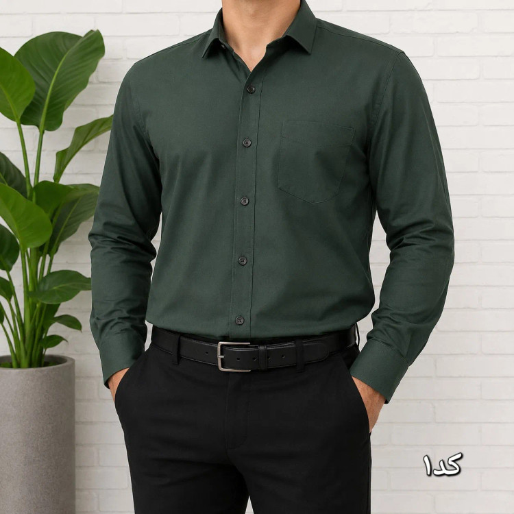 پیراهن آستین بلند مردانه پارچه کجراه و سوزنی نخی سایز L تا 2XL