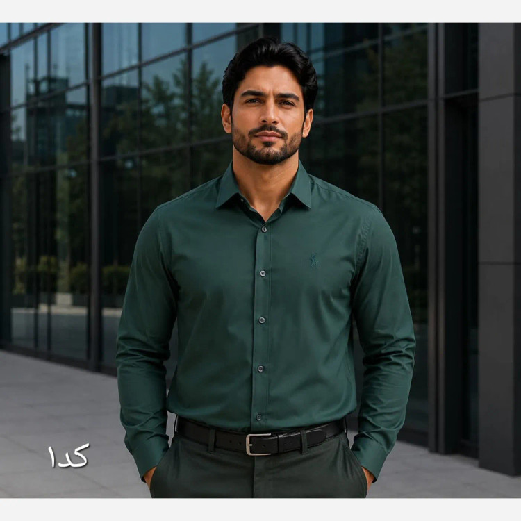 پیراهن مردانه آستین بلند داکرون قواره آزاد رنگ ثابت سایز L تا 2XL