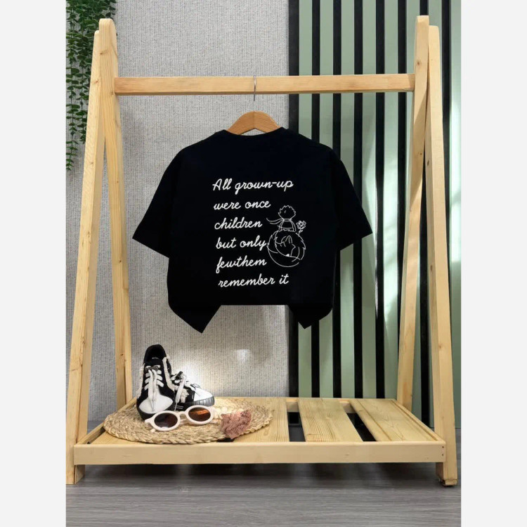تیشرت پسرانه طرح شازده کوچولو جنس پنبه لاکرا رنگ مشکی
