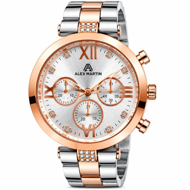 ساعت زنانه استیل رزگلد الکس مارتین طرح سه موتور رفرانس 8025