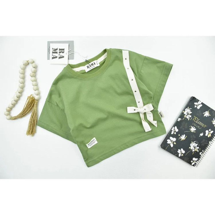 تیشرت باکسی دخترانه طرح پاپیون کنفی جنس پنبه ای