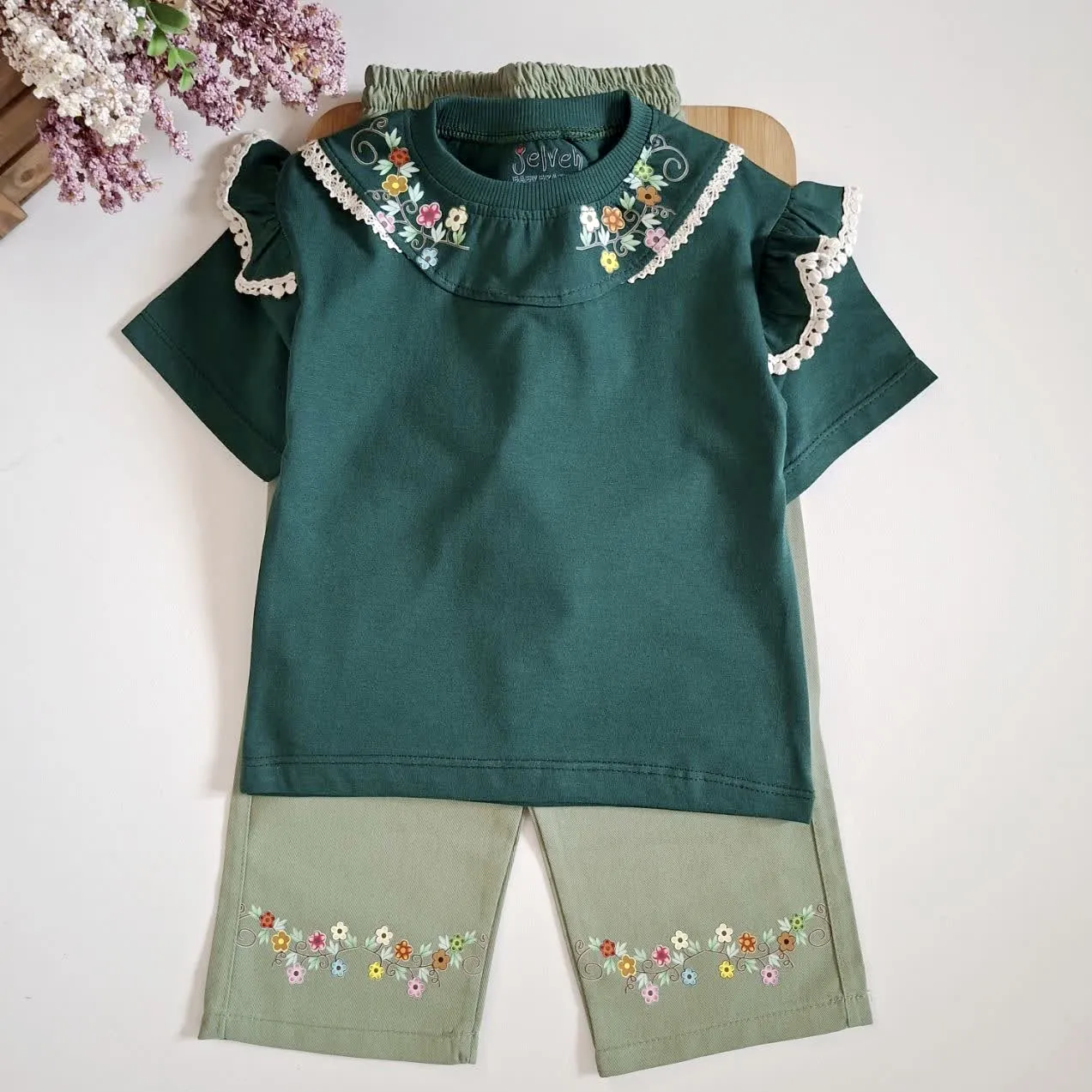 ست تیشرت و شلوار بگ کتان بچگانه دخترانه و پسرانه سایز 40 تا 60