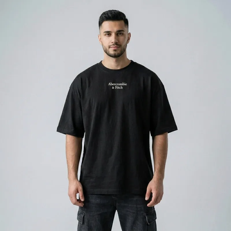 تی شرت مردانه اورسایز یقه گرد طرح گوزن جنس پنبه آستین سه ربع