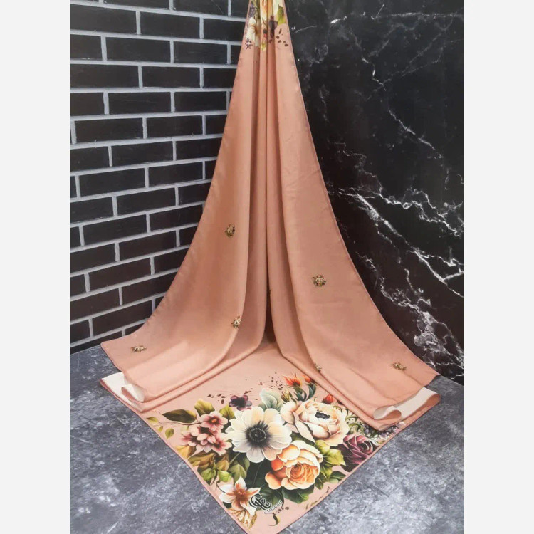 روسری نخ کاستوم طرح خورشید قواره بزرگ 140 سانتیمتر چرخ دوز