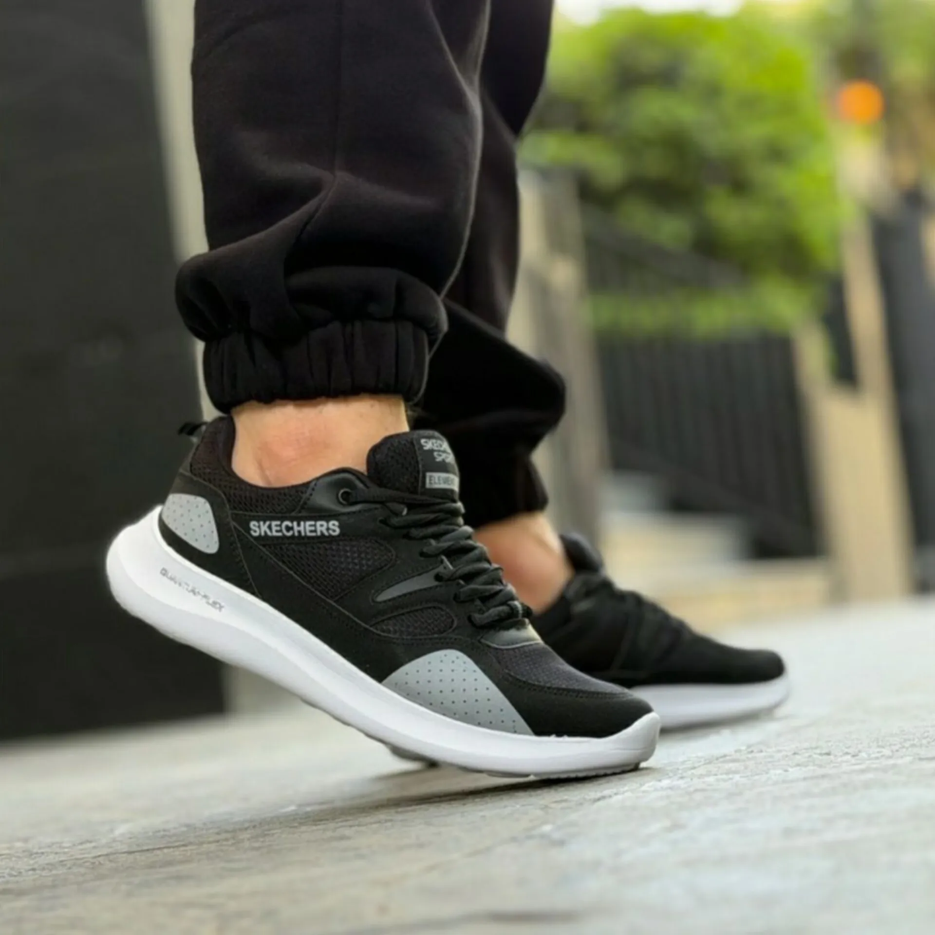 کفش اسکیچرز کونتوم مردانه مشکی رویه تنفسی زیره الترا نرم و راحت کفی طبی ایویا