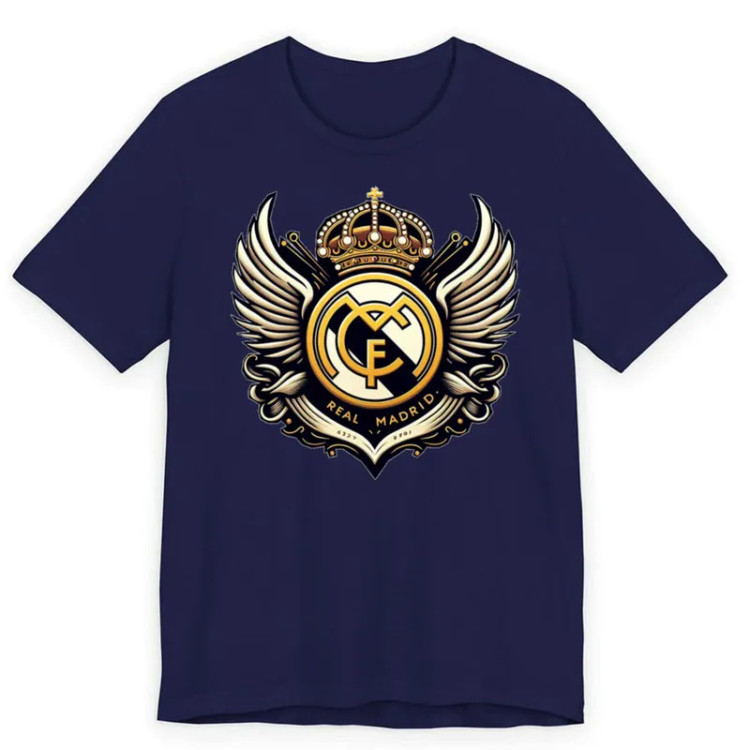 تیشرت آستین کوتاه یقه گرد مردانه مدل آرم تیم رئال مادرید کد 176