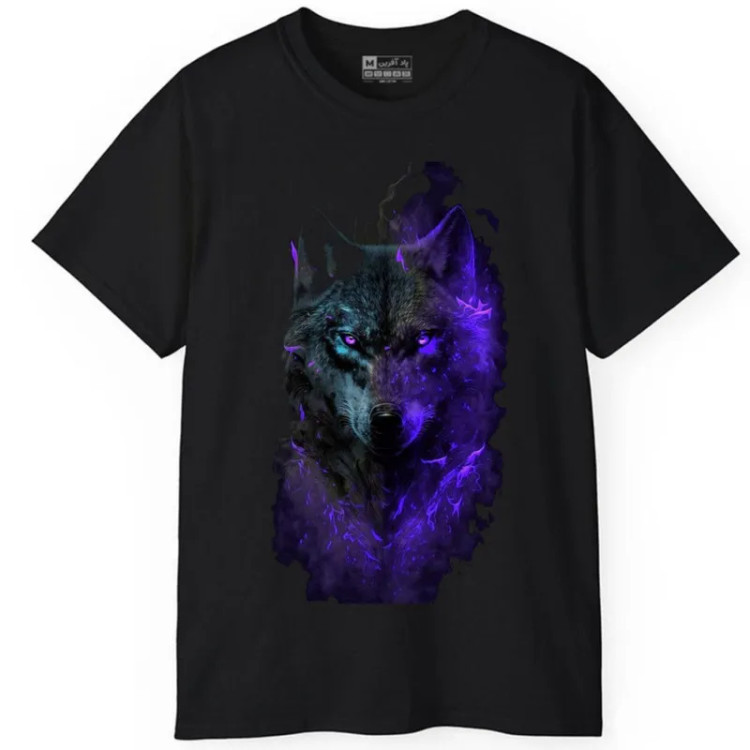 تی شرت آستین کوتاه مردانه پاد آفرین مدل گرگ کد 13 طرح چاپ مقاوم نخ پلی استر