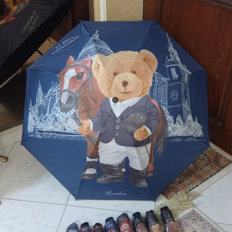 چتر تاشو کودک و نوجوان طرح تدی ضد باد 4 فنر